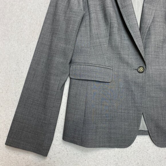 Banana Republic Blazer Womens 8 Gray One Button Wool Blend Jacket - Picture 4 of 14